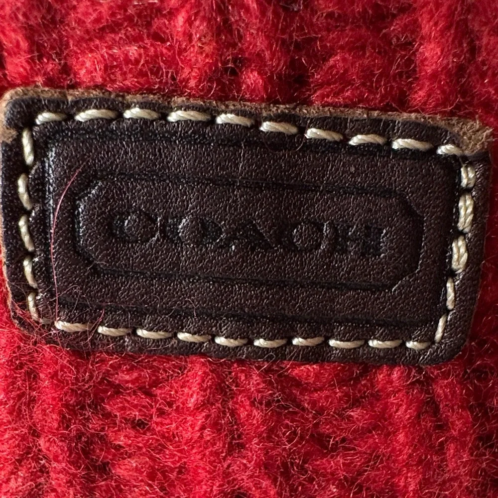 Coach Red Lambswool Blend Knit Beanie. OS.